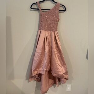 Girls' size 16 One Shoulder High Low Party Dress pink Sequin floral formal dress